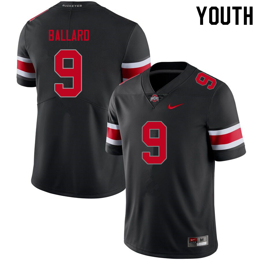 Ohio State Buckeyes Jayden Ballard Youth #9 Blackout Authentic Stitched College Football Jersey